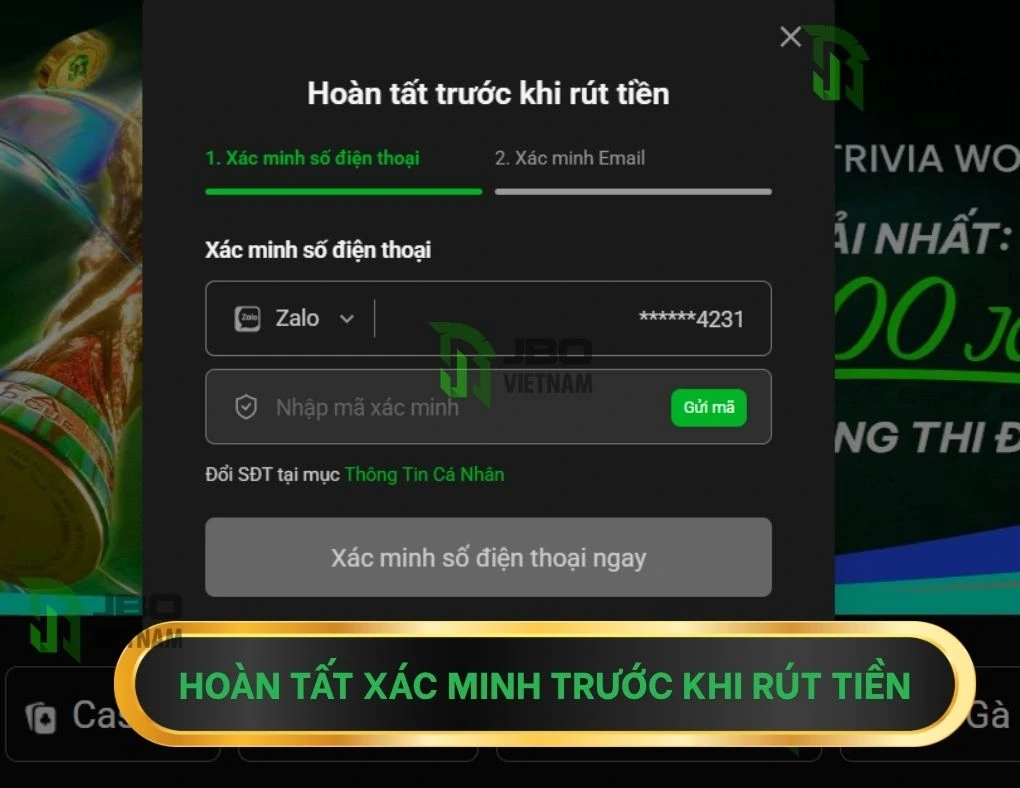 Hướng Dẫn Rút Tiền JBO 2026 Về Tài Khoản Nhanh Chóng An Toàn