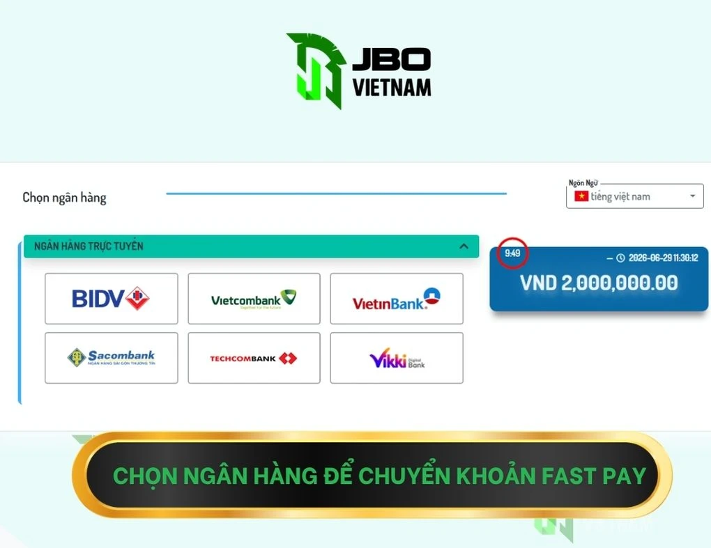 Hướng dẫn nạp tiền JBO 2026 – Phương thức thanh toán