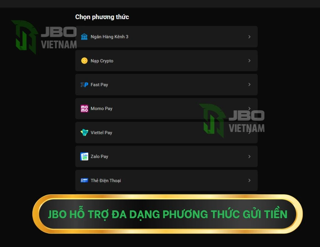 Hướng dẫn nạp tiền JBO 2026 – Phương thức thanh toán