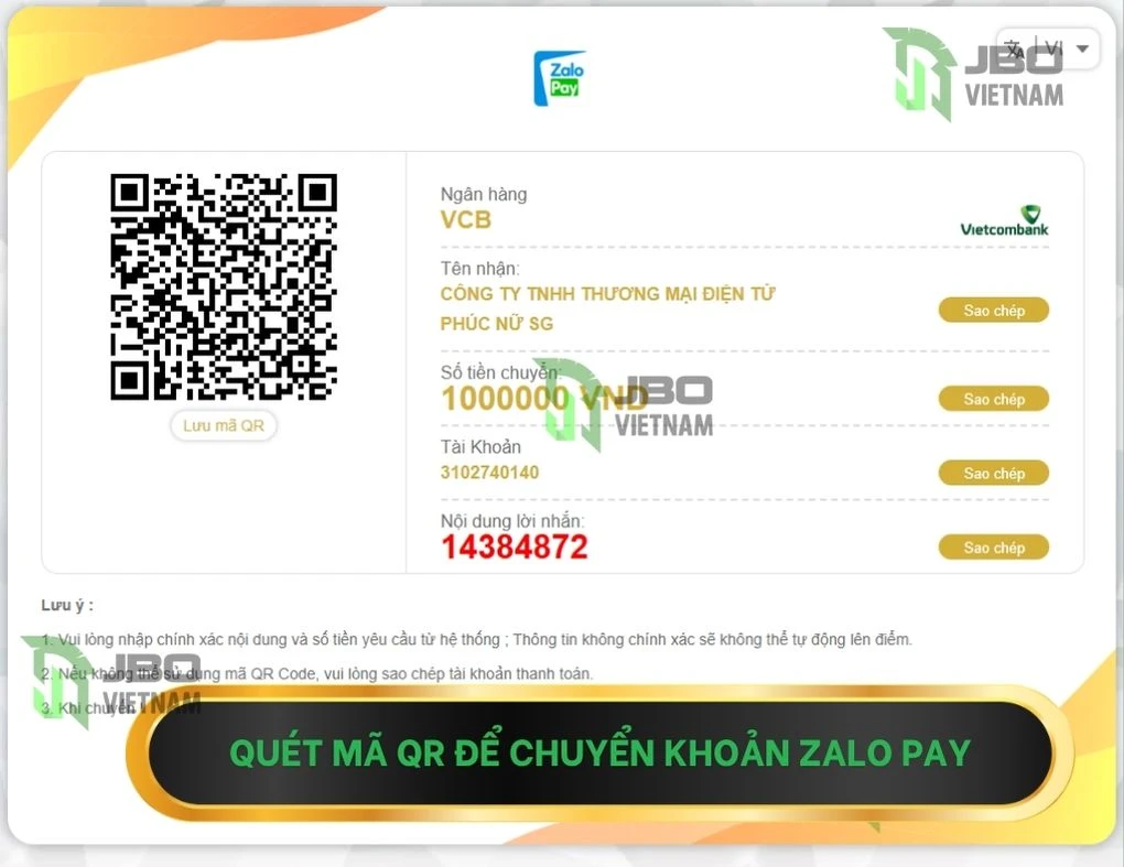 Hướng dẫn nạp tiền JBO 2026 – Phương thức thanh toán