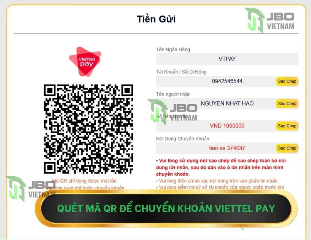 Hướng dẫn nạp tiền JBO 2026 – Phương thức thanh toán
